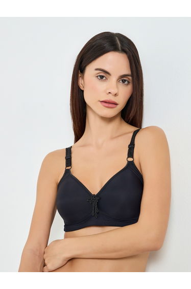 Solid Tassel Decoration Detail Padded Non Wired Bra
