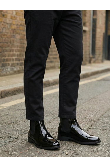 Patent Leather Chelsea Boots