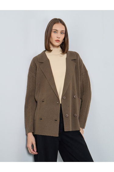 Brown Longline Double Breasted Trench Cardigan
