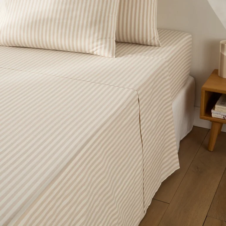 شرشف سرير قطن - بيج - 1