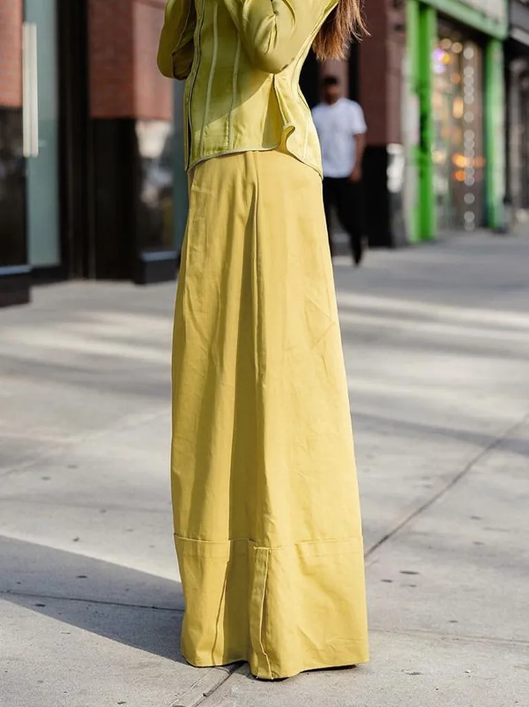 High Waisted Loose Pockets Solid Color Pants Trousers - 2