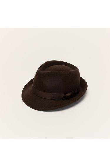 Brown Trilby Hat With Teardrop Crown