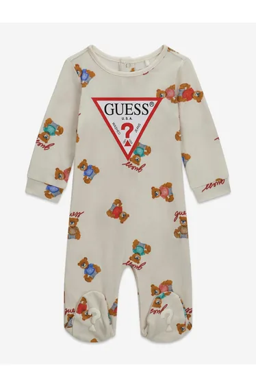 Guess Baby Teddy Bear Logo Babygrow in Ivory