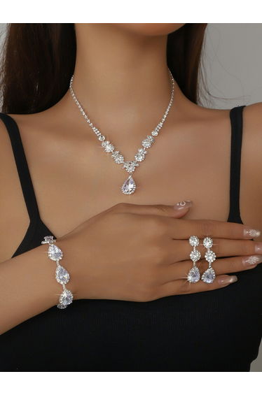 3-Piece Embellished Necklace, Bracelet And Earrings Jewelry Set