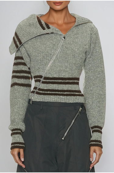 Deianira Zipper Asymmetric Knit Top