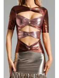 Kaci Metallic Cut Out Maxi Dress - 5