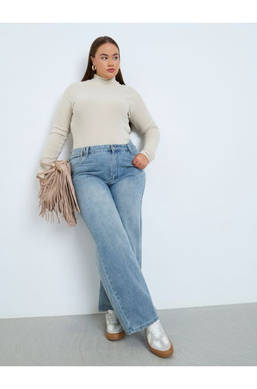 Plus Size High-Rise Wide Leg Jeans