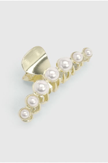 Large Pearl Claw Clip - gold