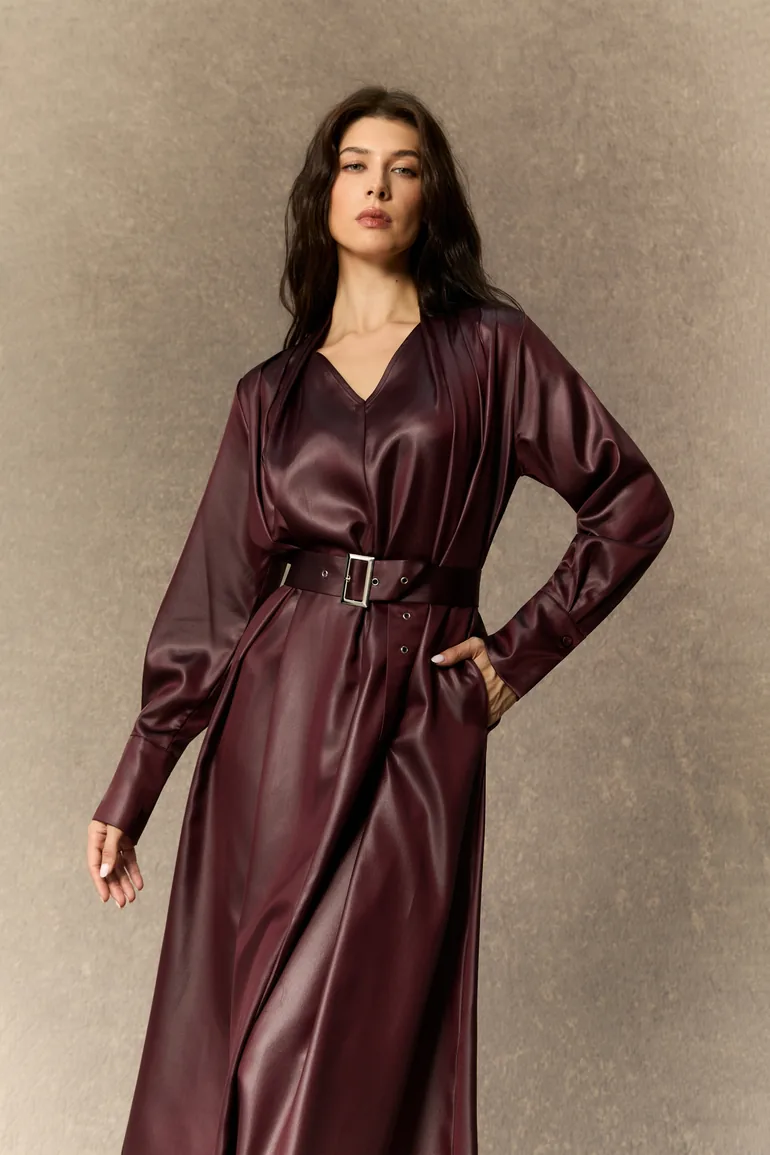 burgundy satin cowl neck dress Maxi With Open Back Natural Zebra Print Shirred sku_356214 FA14726Place Of Origin Color:Bloom & Breeze