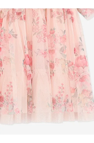 Angels Face Baby Girls Wendy Posy Print Tulle Dress in Pink
