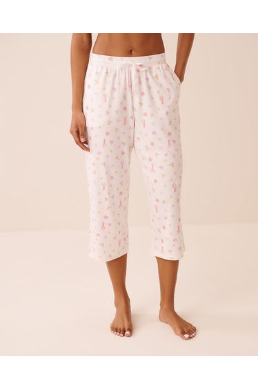 Lobster Floral Print Super Soft Pajama Capris