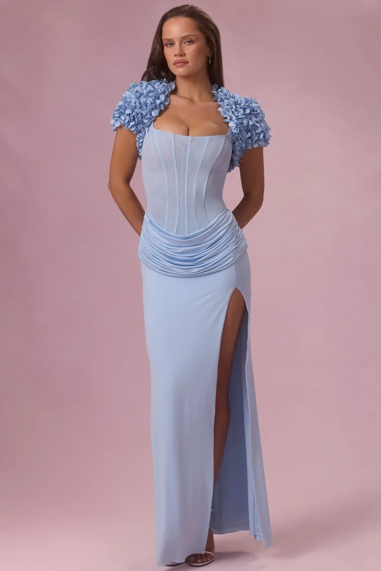 Cropped Bolero in Powder Blue - 4