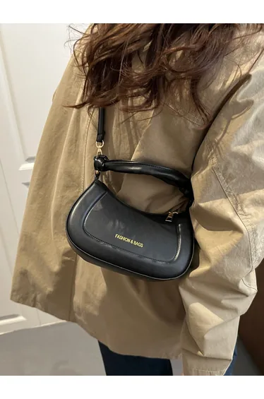 Black Shoulder Bag with Dual Handle
