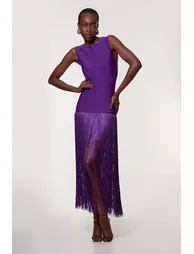 فستان محبوك بحواف شراشيب