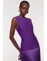 فستان محبوك بحواف شراشيب - 1