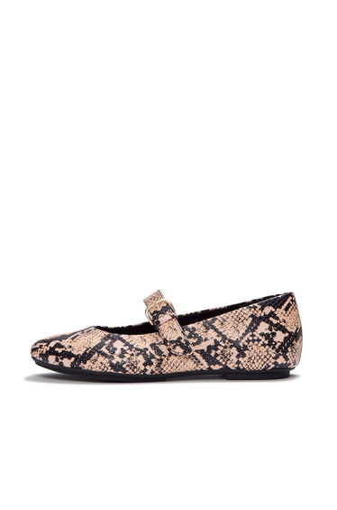 Delicato Snake Mary Janes Hazy Taupe/Black