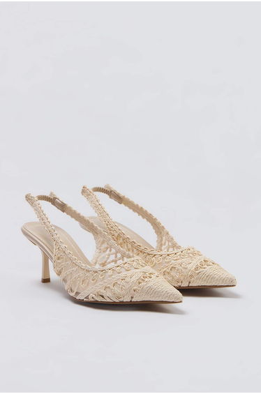 Ecru Straw 6.5 cm Women's Classic Heeled Shoes
