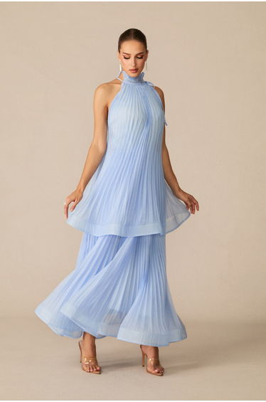 Ivanna Sleeveless Top & Pleated Skirt Set