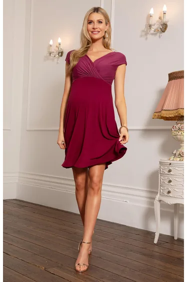 Alessandra Maternity Dress Short Rosey Red