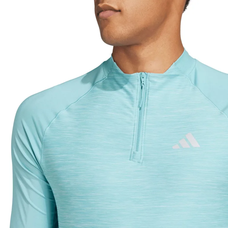 Men's adidas Gym+ 3-Stripes 1/4 Zip Training Top in Blue - 3