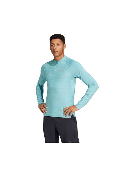 Men's adidas Gym+ 3-Stripes 1/4 Zip Training Top in Blue