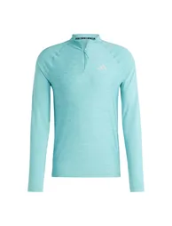 Men's adidas Gym+ 3-Stripes 1/4 Zip Training Top in Blue - 2