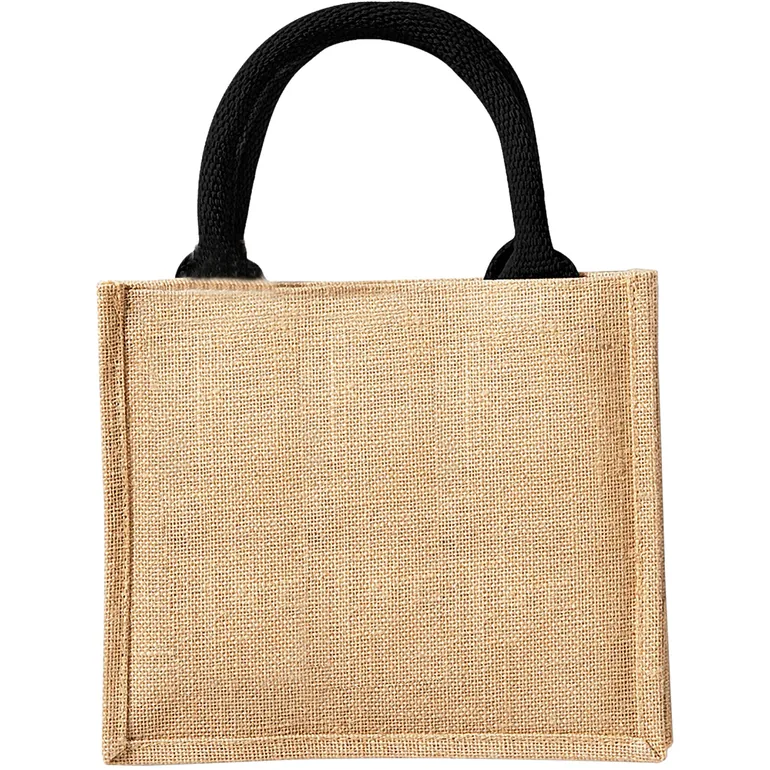 Westford Mill Jute Mini Gift Bag (6 Litres) (Pack Of 2) - Natural/Black