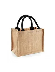 Westford Mill Jute Mini Gift Bag (6 Litres) (Pack Of 2) - Natural/Black - 1