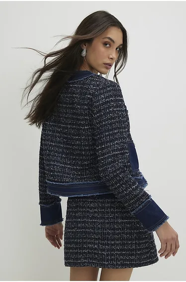 Blue Boucle Denim Jacket