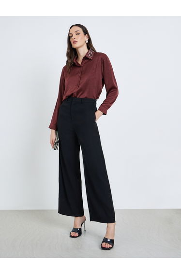 Women Black Wide Leg Trousers