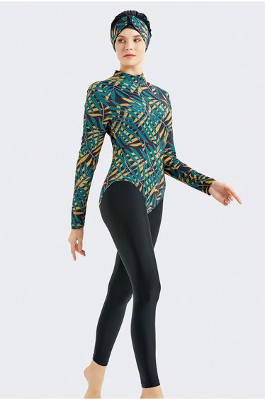 Full Covered Hijab Swimsuit with Skirt and Tights