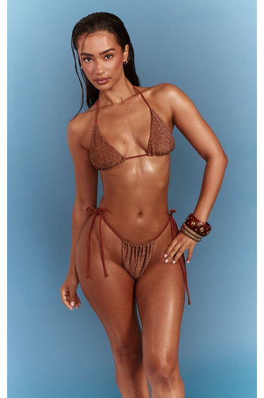 Bronze Lurex Triangle Bikini Top