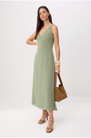 Mint V-Neck Maxi Woven Dress