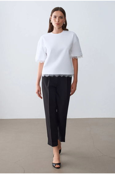 Dilvin Women's Cotton Elastane Crew Neck T-Shirt