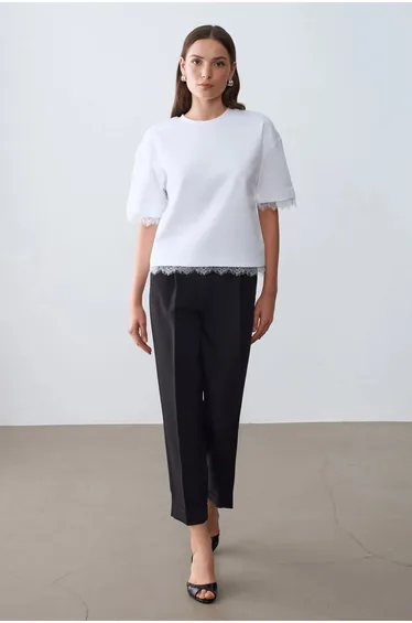 Dilvin Women's Cotton Elastane Crew Neck T-Shirt