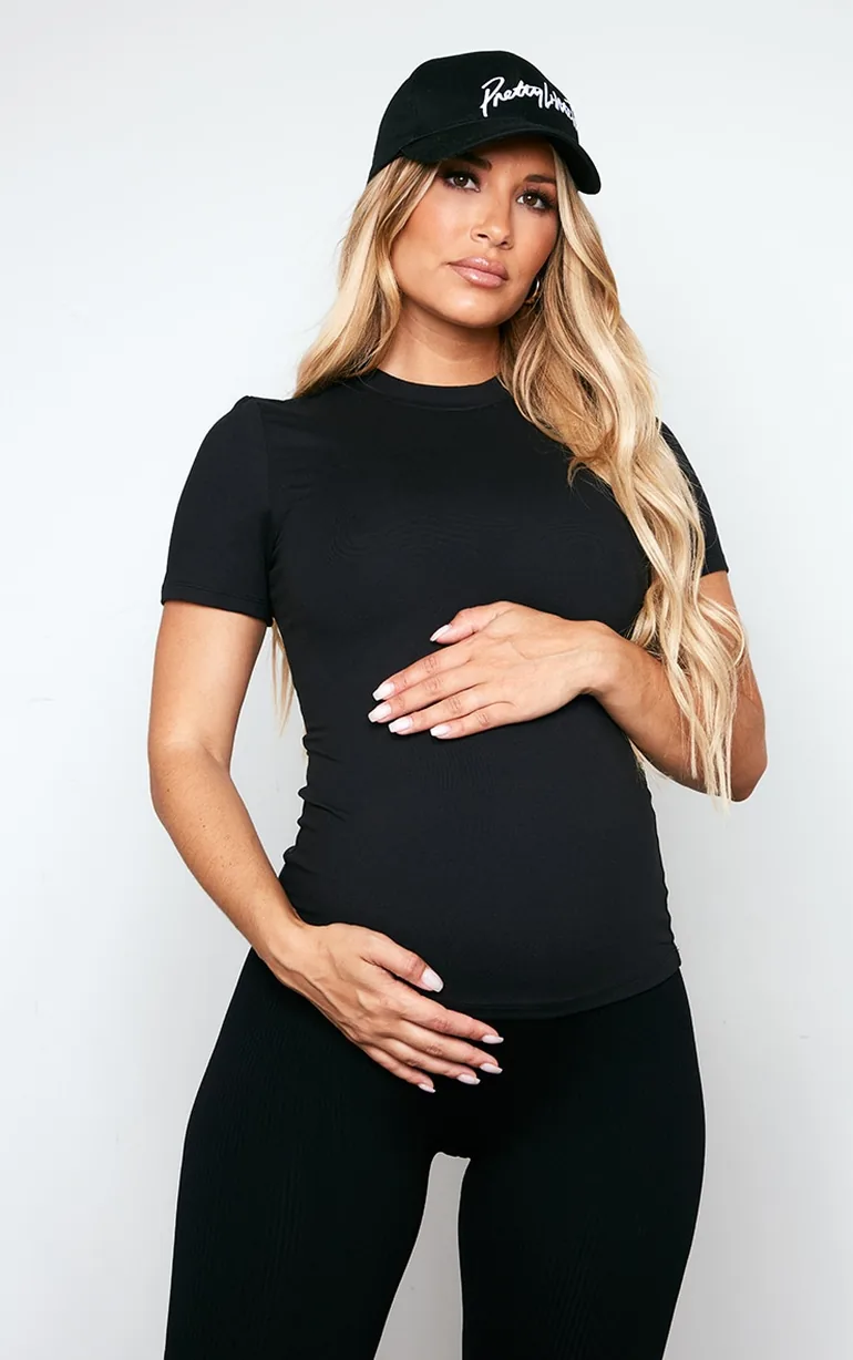 Maternity Black Soft Touch Sculpt Sculpt Short Sleeve Top