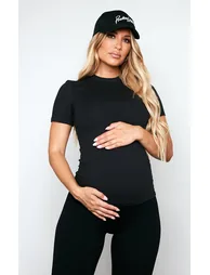 Maternity Black Soft Touch Sculpt Sculpt Short Sleeve Top