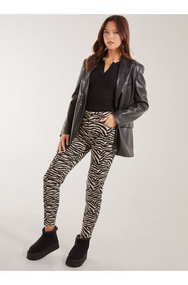 Zebra Print Straight Jeans