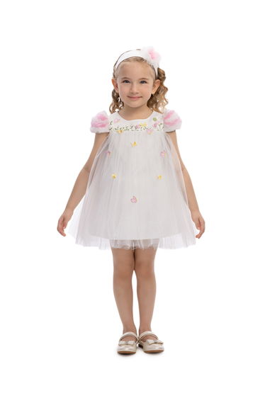 Dress & Fleur Baby Girls Occasion Dress with Headband in Ivory