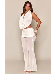 Shape Cream Lace Waistband Mesh Trousers Co-ord - 2