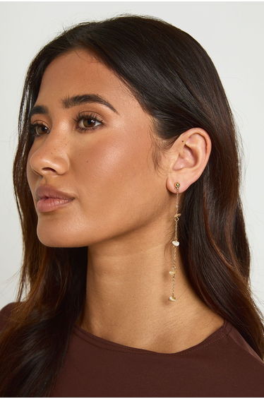 Shell Detail Drop Earrings - gold