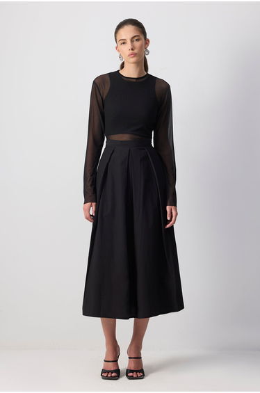WIDE PLEATED SKIRT