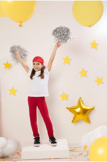 Red Girl 100% Cotton Basic Long Knitted Leggings