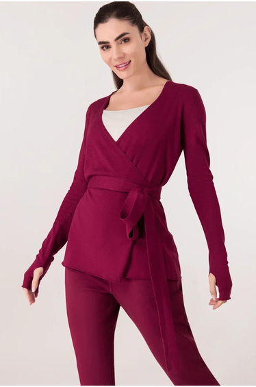 Ballerina Wrap Sweater - CORE GRAPE RED
