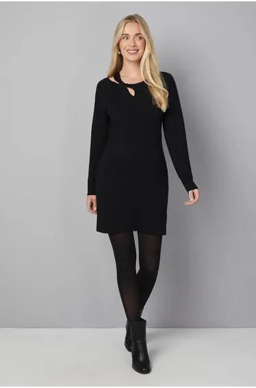 Petite Keyhole Twisted Knitted Mini Dress