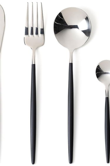 Barbule Stainless Steel and Black 16-Piece Cutlery Set