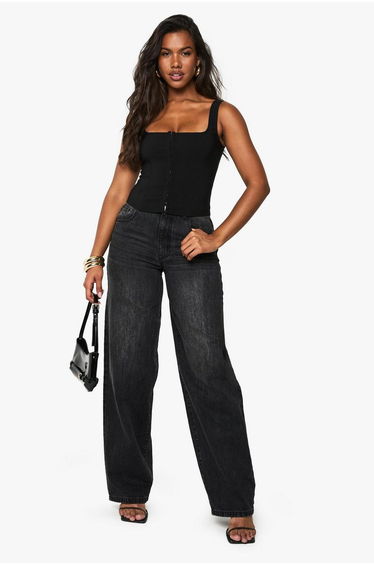 Hook And Eye Corset Top - black