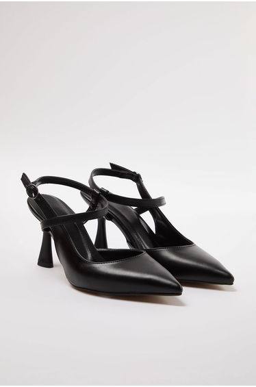 Black Ankle Strap Women's Classic Heeled Shoes