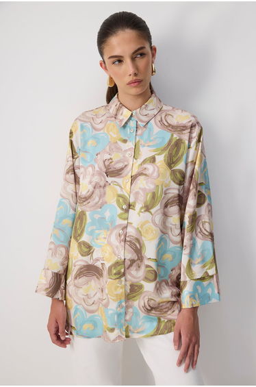 PATTERNED SATIN SHIRT