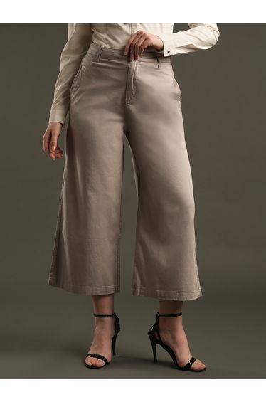 Satin Stretchable Mid-Rise Relaxed Fit Trousers